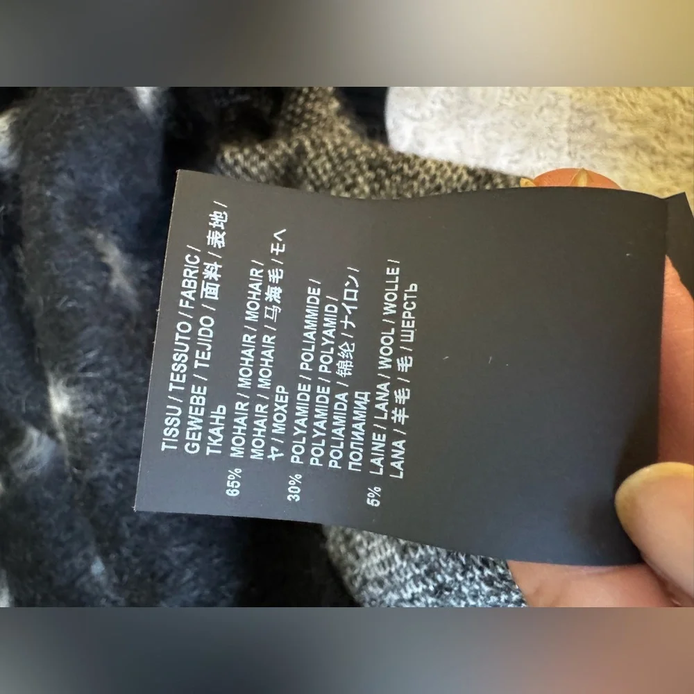 SAINT LAURENT Size M Star Print Mohair Wool Blend Sweater Black Gray Stars - Picture 7 of 7